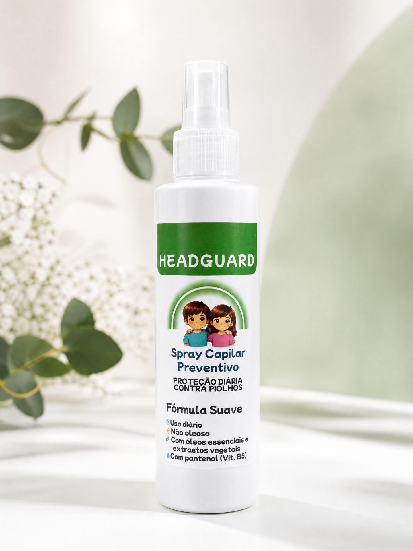 Frasco real HeadGuard — spray capilar aromático de 200 ml